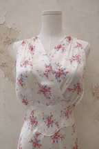 1930s Weisman Floral Bouquet Bias-Cut Satin Gown