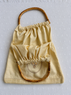 One-of-a-Kind Butter Yellow Embroidered Rose & Bamboo Handle Bag