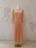 1930s Peach Silk Crepe Bias-Cut Gown and Lace Peignoir Set