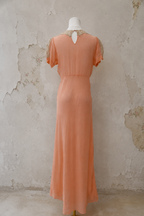 1930s Peach Silk Crepe Bias-Cut Gown and Lace Peignoir Set