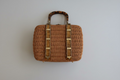 1950s Stylecraft Wicker Box Handbag with Lucite Handles