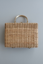 Late 1940s Olympic Accessories Wicker Box Handbag