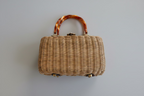 1950s Bayne Taylor Wicker Box Handbag with Lucite Handles