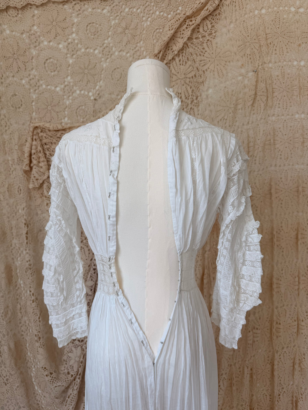 Edwardian White Lace Pintuck Dress