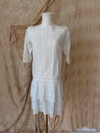 1910s Cotton Lace Lawn Drop Waist Dress