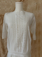 1910s Cotton Lace Lawn Drop Waist Dress