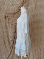 1910s Cotton Lace Lawn Drop Waist Dress