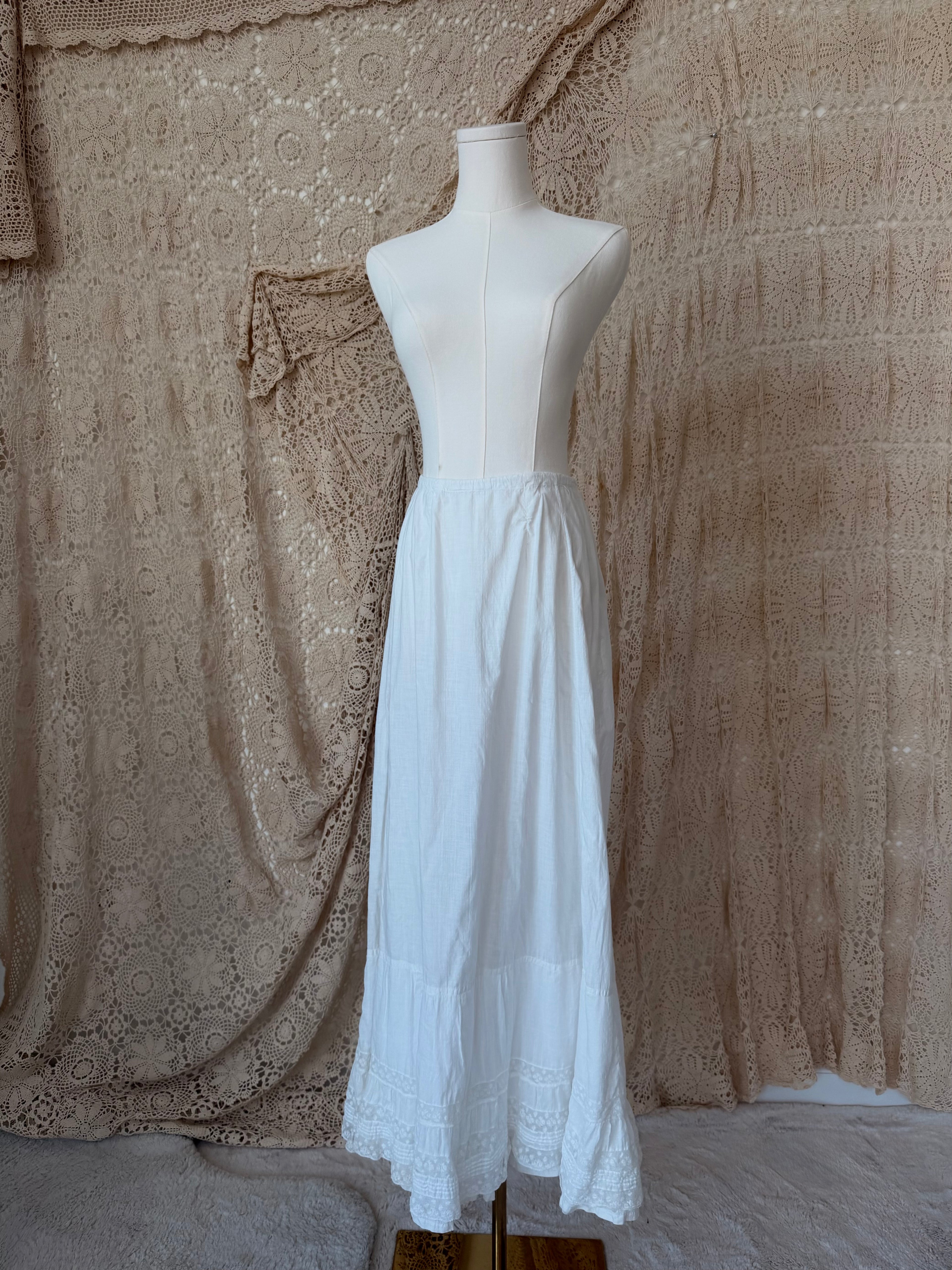 Edwardian Cotton Lace Tie Waist Petticoat
