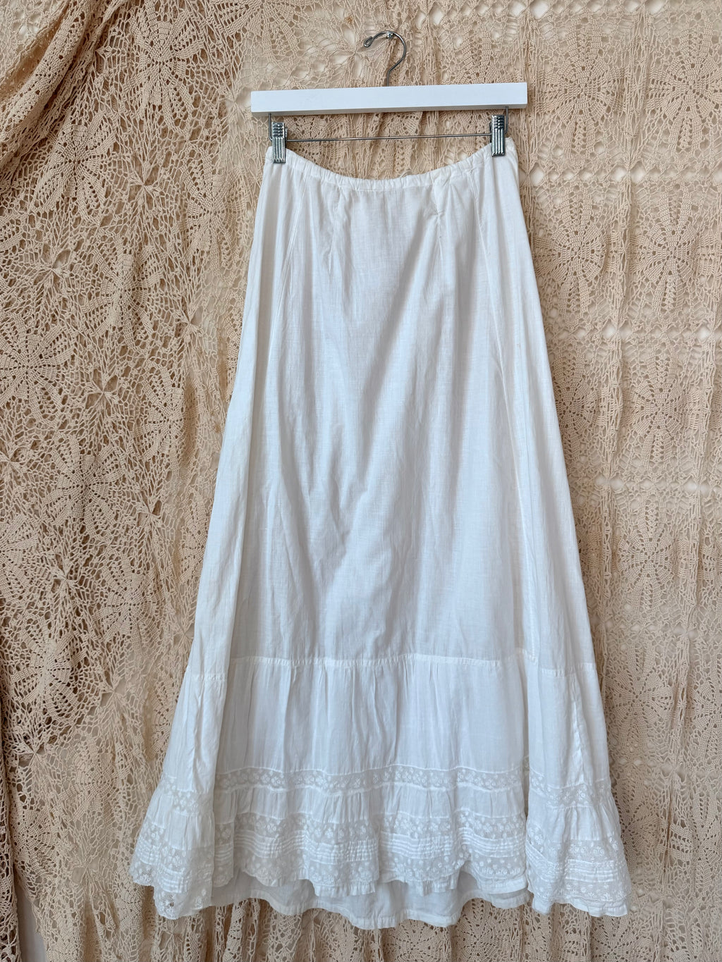 Edwardian Cotton Lace Tie Waist Petticoat