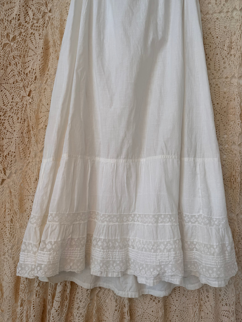 Edwardian Cotton Lace Tie Waist Petticoat