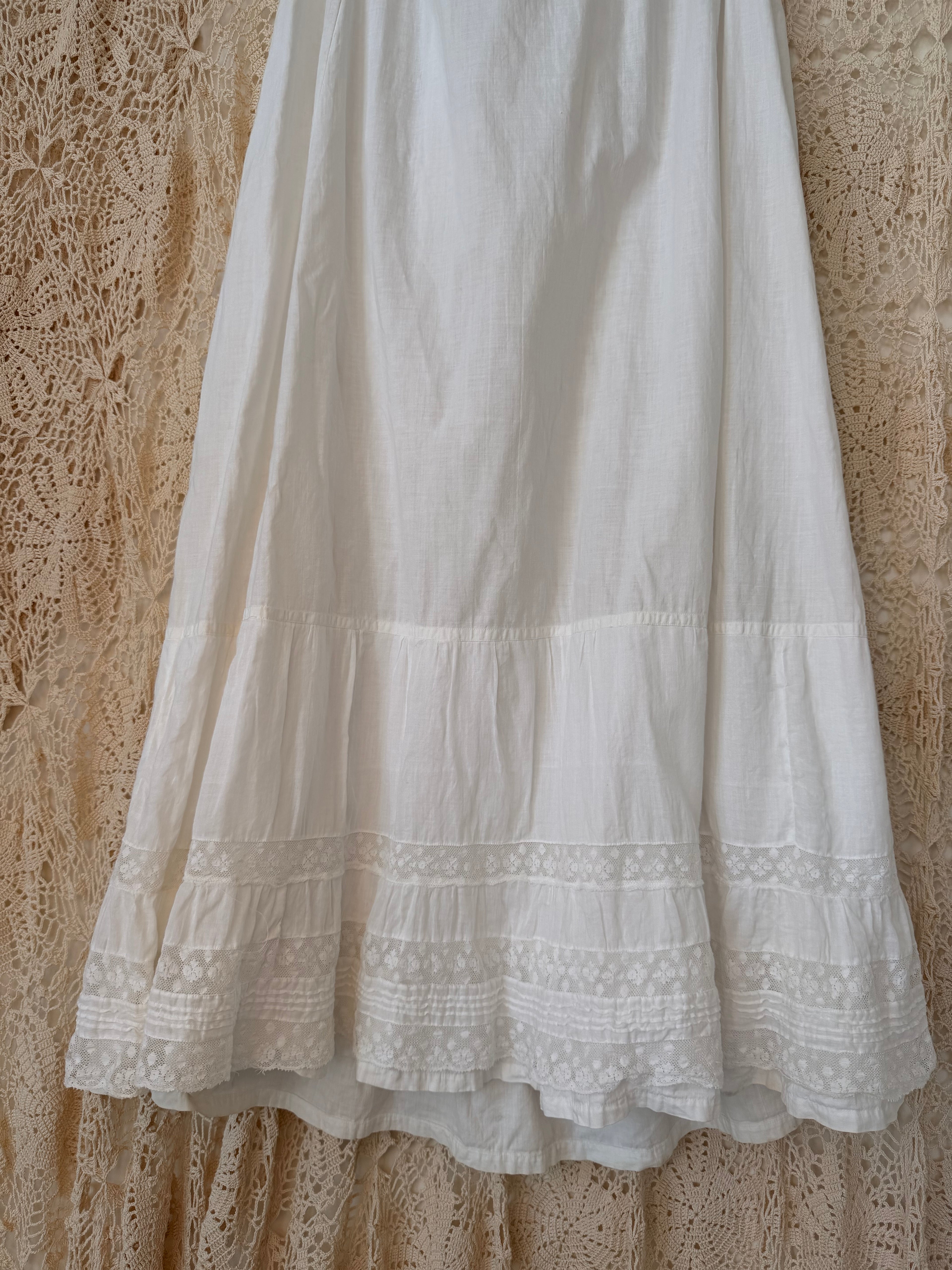 Edwardian Cotton Lace Tie Waist Petticoat