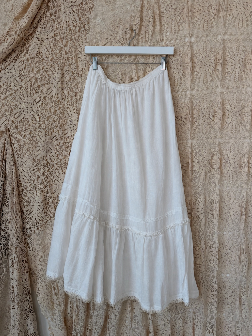 1930s Cotton Linen Lace Trim Underskirt