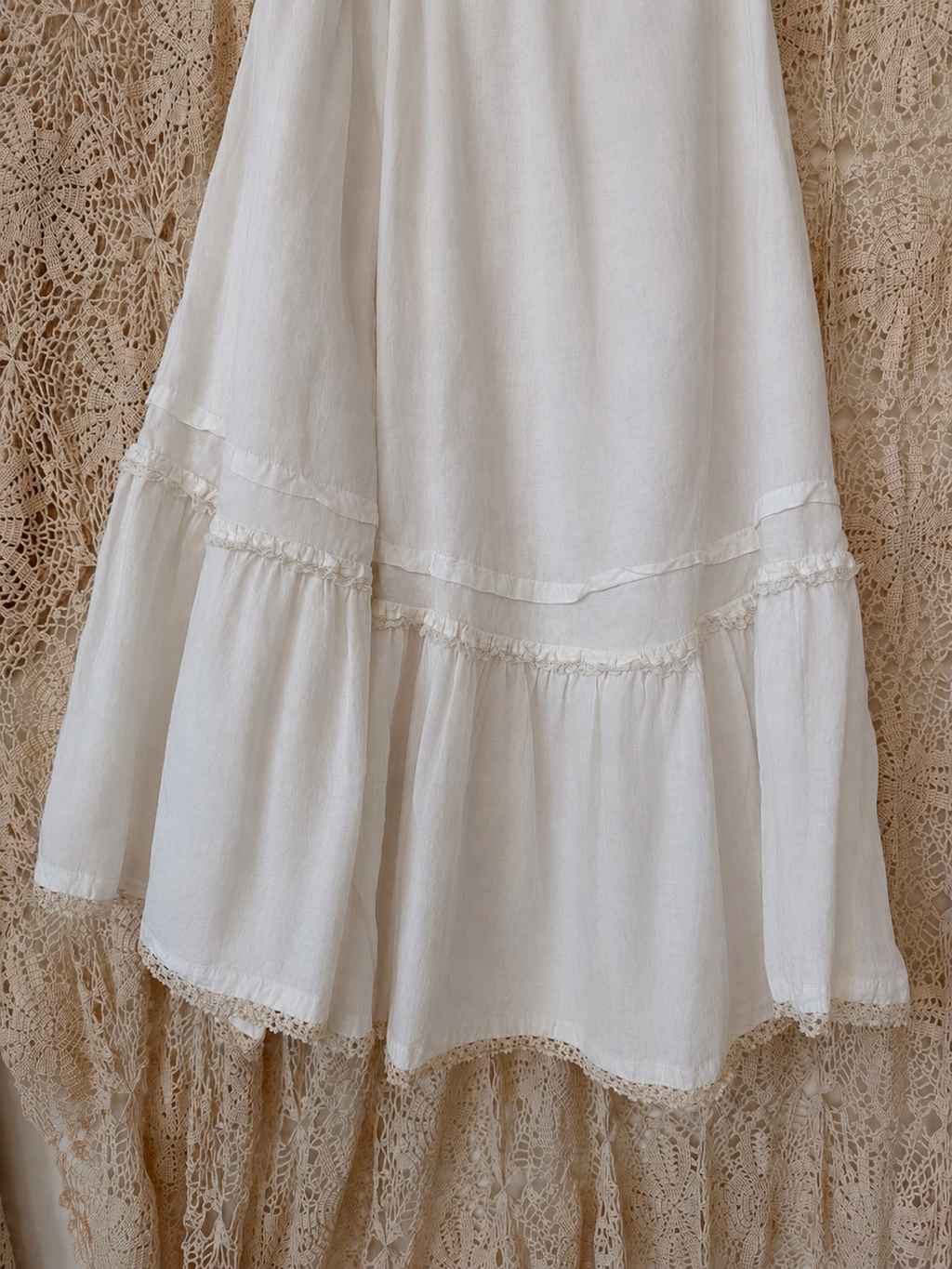 1930s Cotton Linen Lace Trim Underskirt