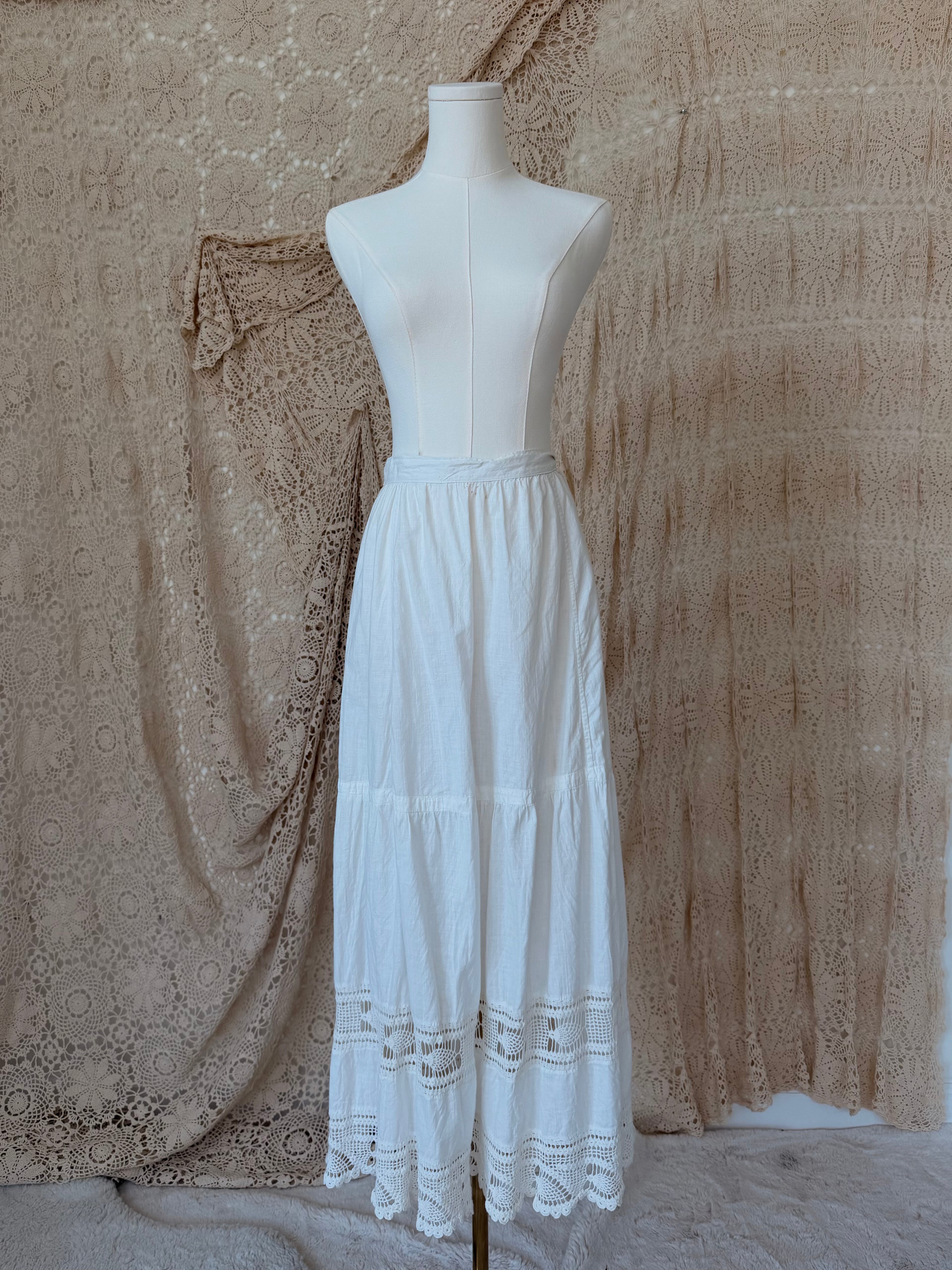 Edwardian Cotton Crochet Lace Petticoat