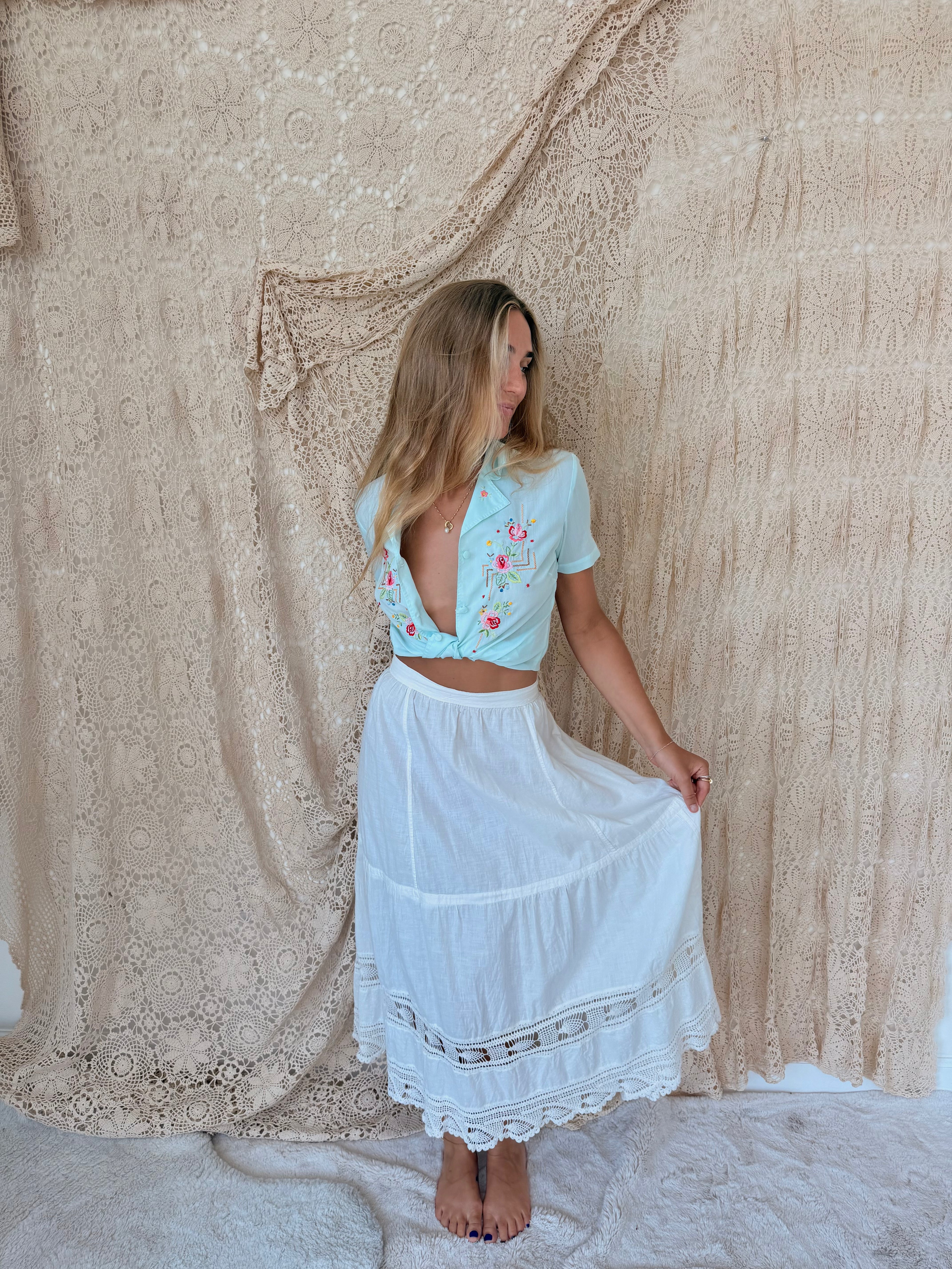 Edwardian Cotton Crochet Lace Petticoat