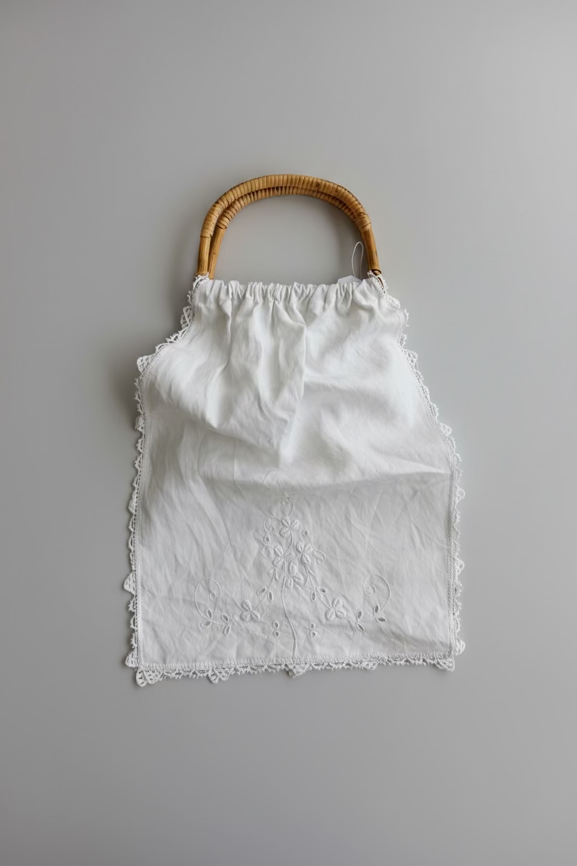 One-of-a-Kind Embroidered Eyelet & Bamboo Handle Bag